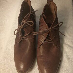 Comfortivia brown perforated leather Booties.